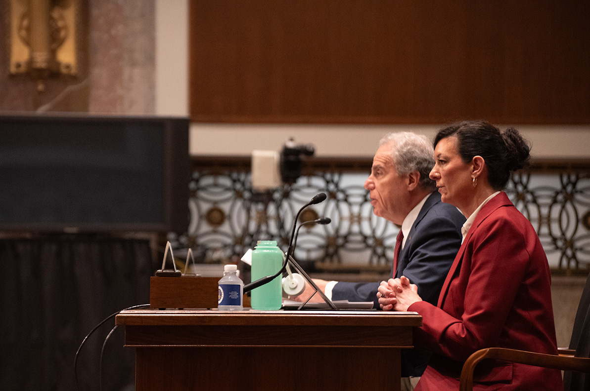 Michael Horowitz, the Inspector General of the Department of Justice and Colette Peters, the Director of the Federal Bureau of Prisons, testifying before the Senate Committee on the Judiciary 