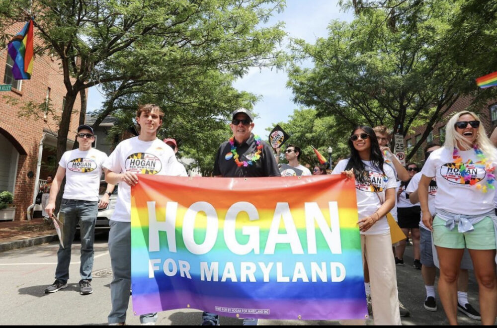 Former Maryland Gov. Larry Hogan marches in the Annapolis Pride Parade on June 1. (Courtesy of Hogan for Maryland)