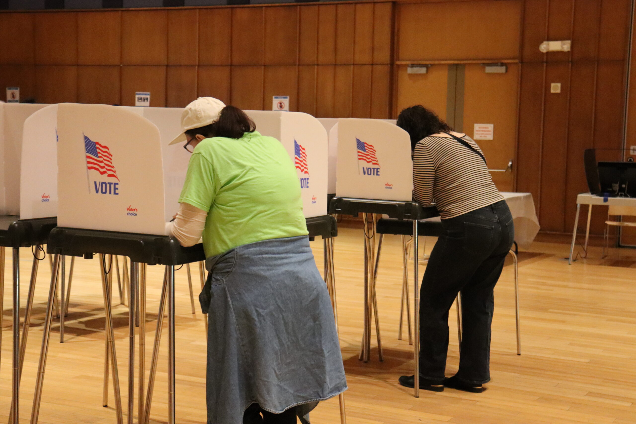 Voters cast their ballots on the first day of early voting in the 2024 general election at the Civic Building in Silver Spring, Maryland. (Caley Fox Shannon/Capital News Service)