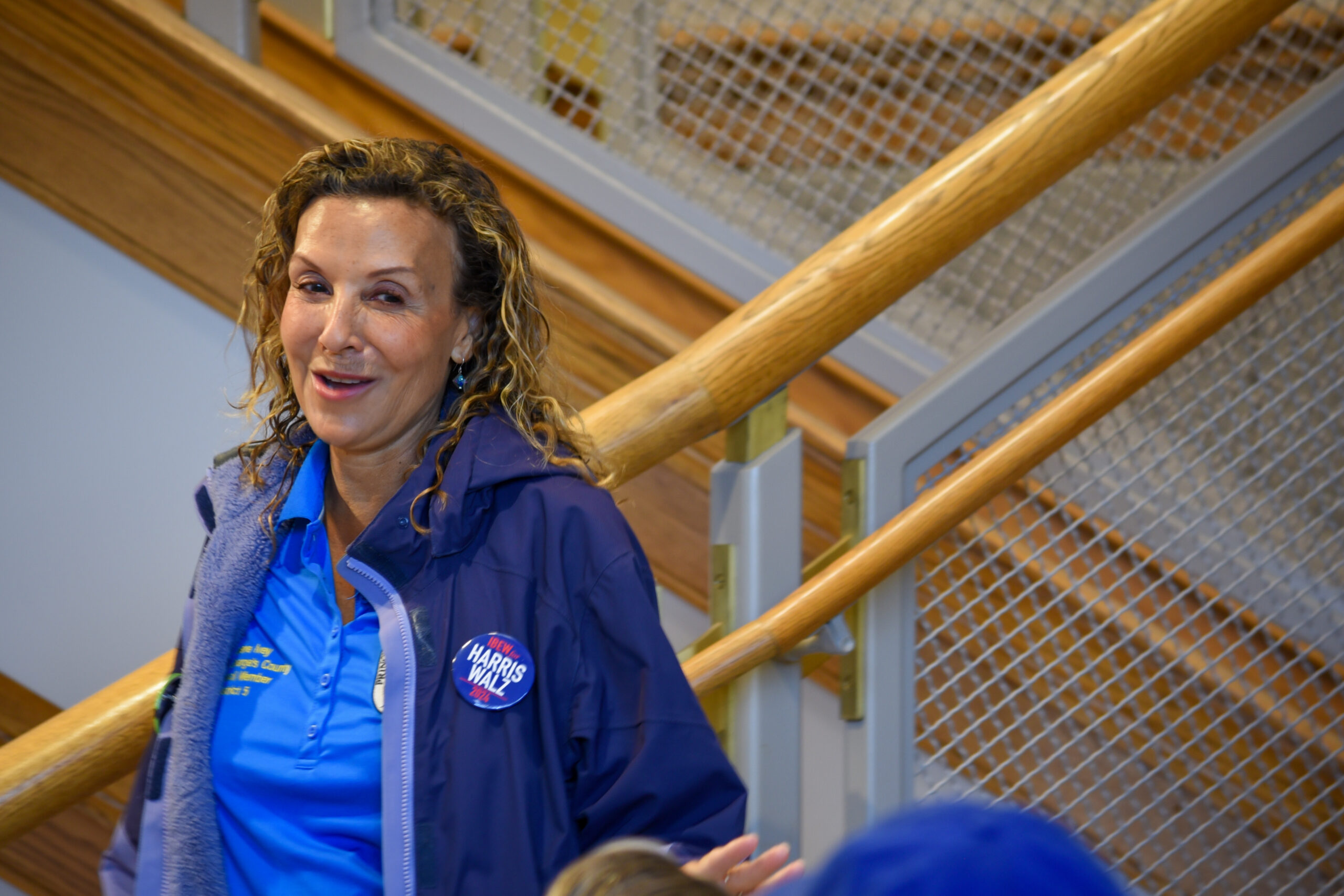 Jolene Ivey, Prince George's County Democrat speaks on a stairwell.