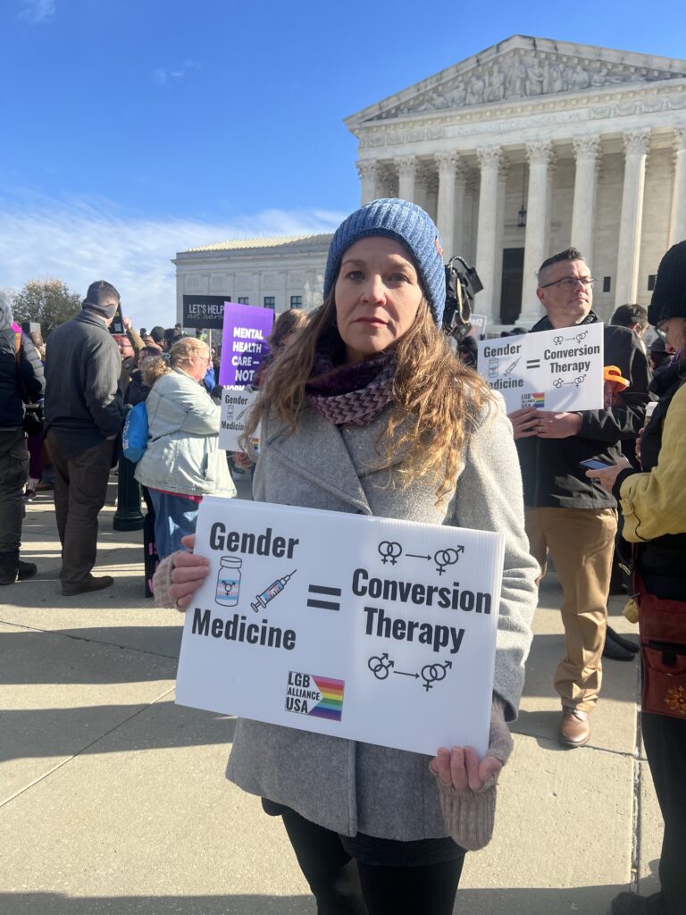 WASHINGTON - Jamie Reed, a protestor for the Tennessee bill, SB1. (Menna Ibrahim/Capital News Service)