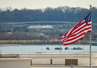 Recovery crews search wreckage in the Potomac River for victims of the American Airlines crash. (Giuseppe LoPiccolo/Capital News Service)