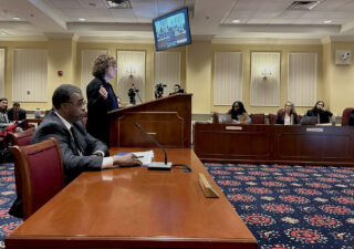 Sen. Shelly Hettleman, a Democrat representing Baltimore County, speaks before the Senate Judicial Proceedings Committee on her proposal to streamline geriatric and medical parole processes.