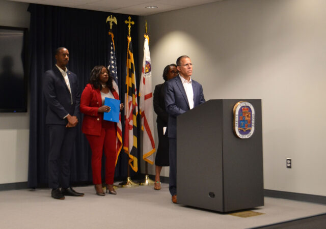 Attorney General Anthony Brown with Prince George's County Executive Aisha Braveboy, Councilmember Edward Burroughs III, and Karen Valentine, deputy chief of the attorney general’s Consumer Protection Division.