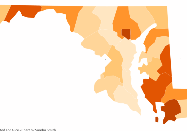 ALICE and families below poverty line across Maryland (CNS Graphic)