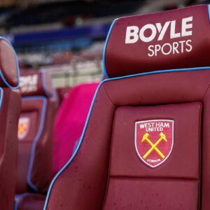 West Ham United logo on seating at London Stadium
