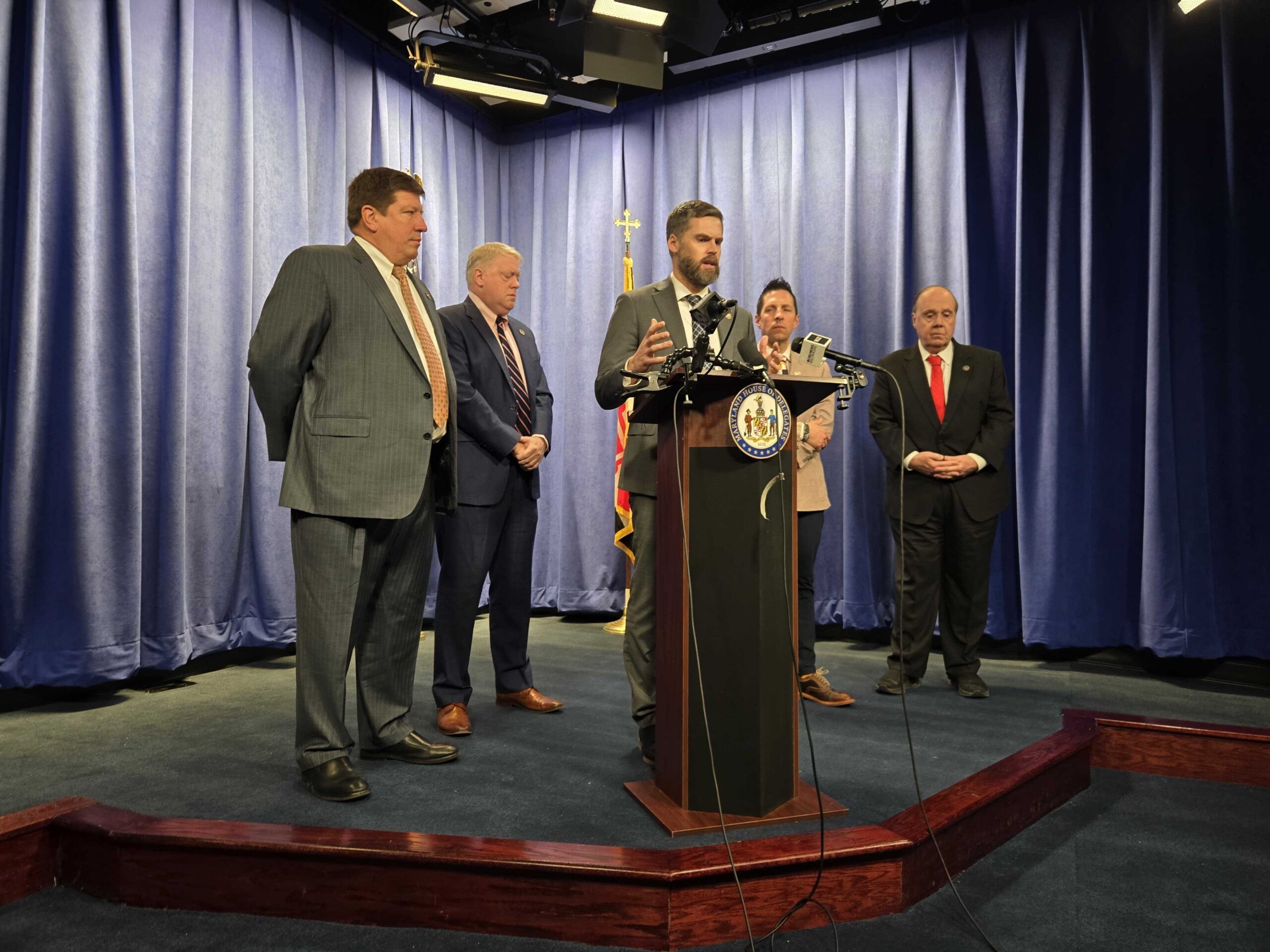 House Minority Whip Jesse Pippy, R-Frederick, speaking at a press conference with other House Republicans before the State of the State address on Feb. 11. Photo by Alexander Taylor / Capital News Service
