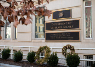 The front of the U.S. Department of Veterans Affairs headquarters on Vermont Ave NW in Washington D.C.