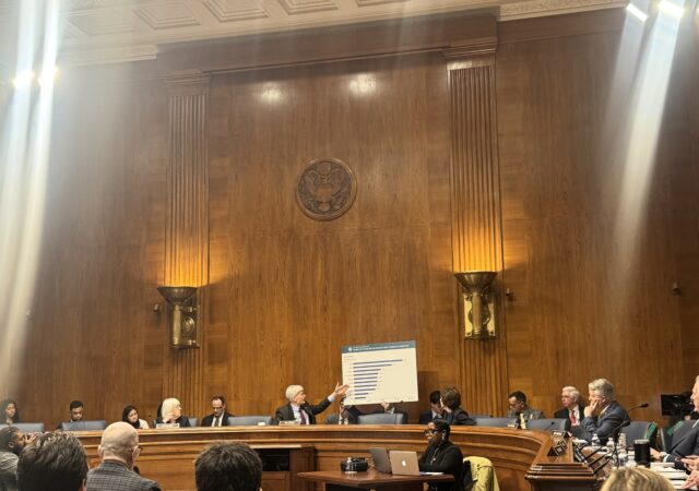 Chairman Sen. Bill Cassidy (R-La.) delivers his opening statement at the HELP committee hearing on Mar. 12, 2026. (Ben Messinger/Capital News Service)